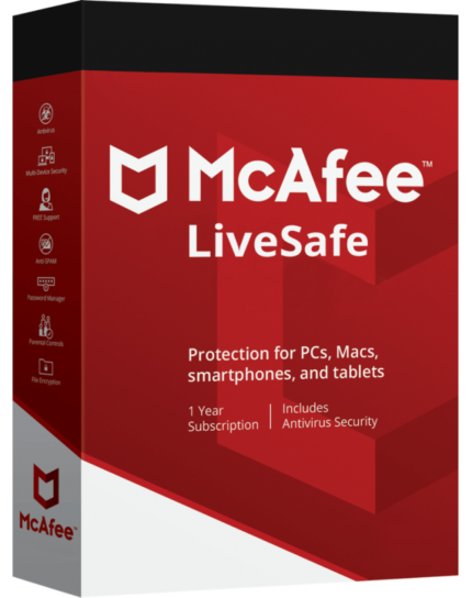 McAfee Livesafe 2022 – 1 Devices – 10 Years – Instant Delivery